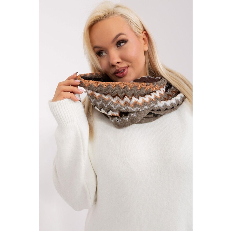 MladaModa Úpletový vzorovaný dámsky komín model 48661 farba khaki 59762409