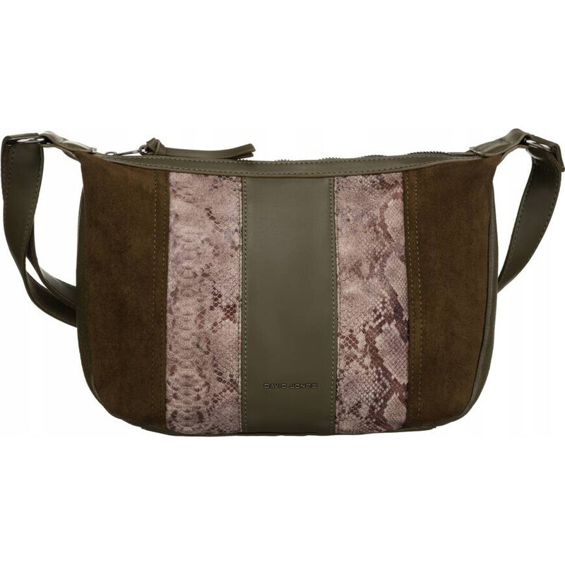 David Jones tmavá khaki vzorovaná crossbody kabelka 6885-1 52671876