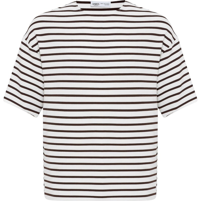 VAMOS CLO Tričko hnedá / biela 60683838