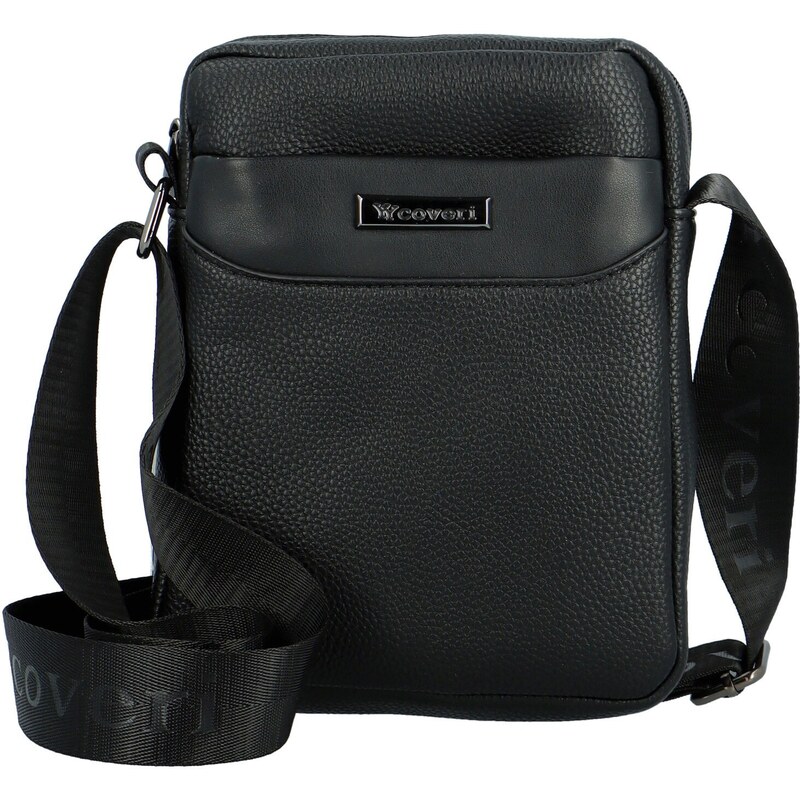 Štýlová pánska koženková crossbody taška Coveri Josias, čierna xxx 67195848