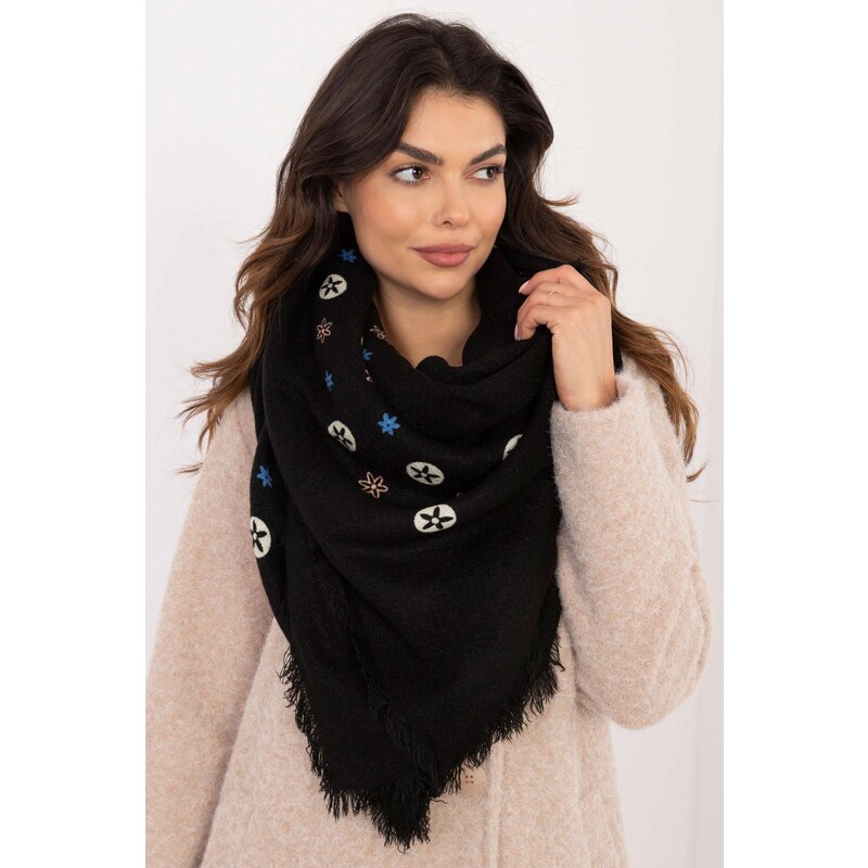 MladaModa Hrejivý dámsky šál s potlačou model 50493 čierny 59774721
