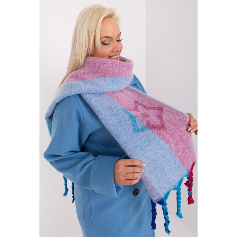 MladaModa Hrejivý vzorovaný šál s vrkočmi model 31601 fialový 59774737