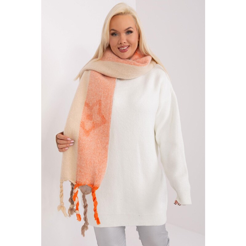 MladaModa Hrejivý vzorovaný šál s vrkočmi model 31601 svetlý šedý 59774748