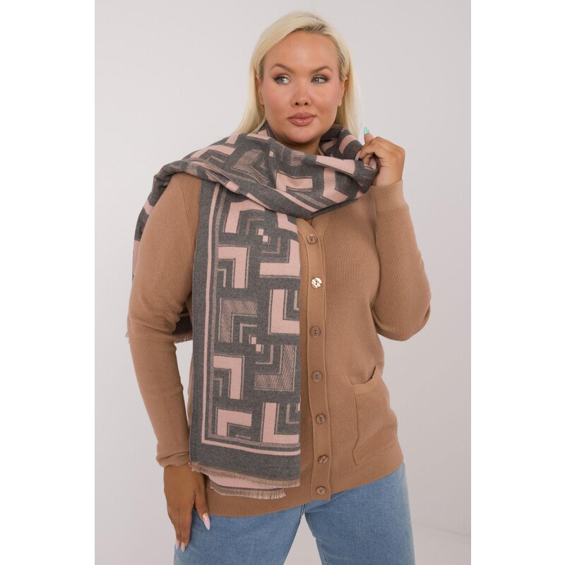 MladaModa Hrejivý dámsky šál s geometrickými vzormi model 15832 šedý 59774753