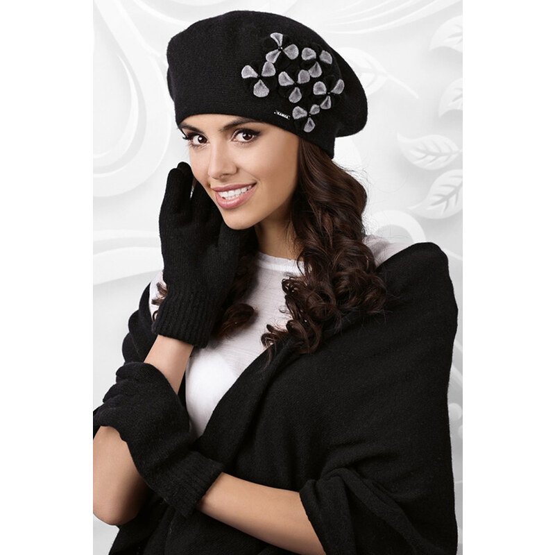 Kamea Čierny dámsky set baretka + šál Gorycja, Farba čierna 19608421