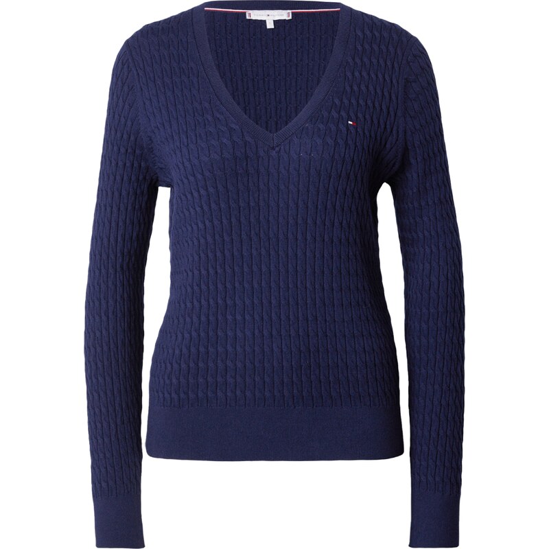 TOMMY HILFIGER Sveter Cable námornícka modrá / tmavomodrá / červená / 59791824