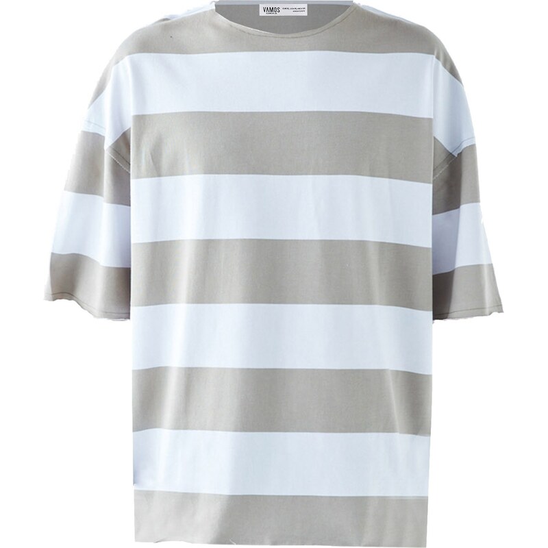 VAMOS CLO Tričko kaki / biela 60683395