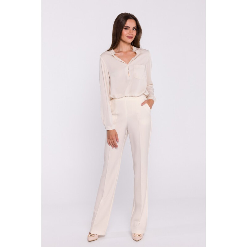 STYLOVE S371 Nohavice Bootcut - slonovinová kosť 59794118