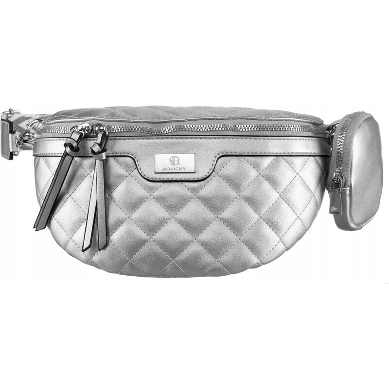 Rovicky Strieborná prešívaná ľadvinka s odnímateľnou peňaženkou R-NER 52671740