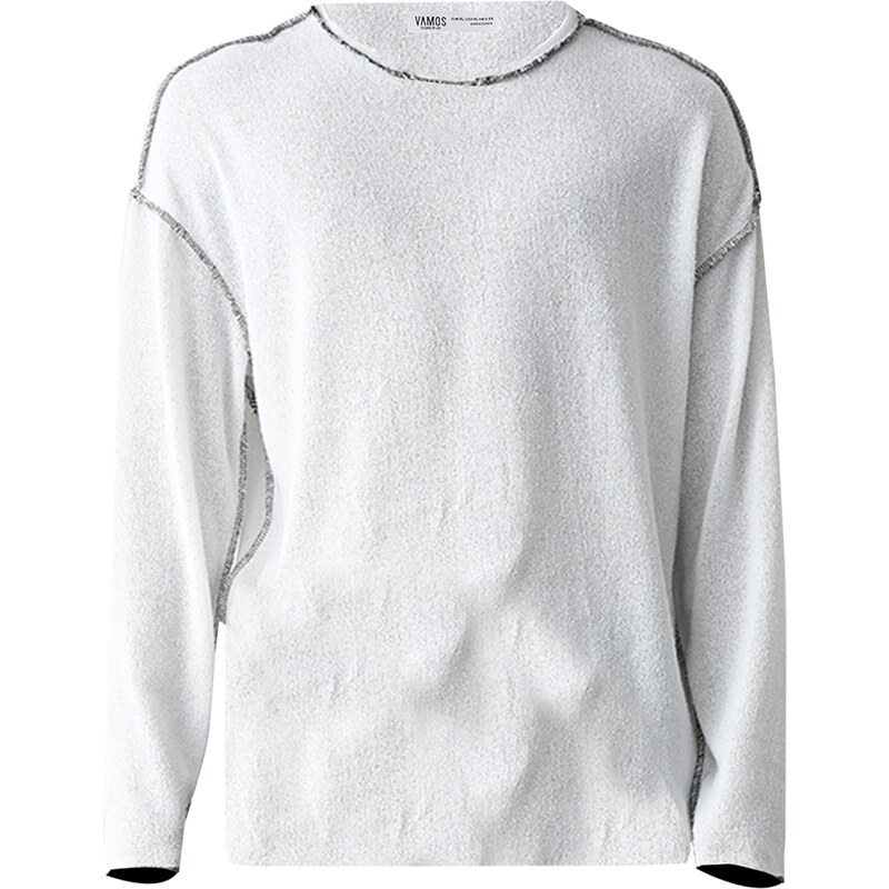 VAMOS CLO Sveter svetlosivá / biela 60683594