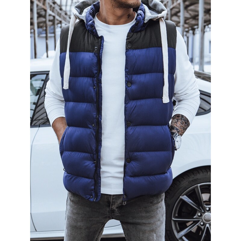 Pánska prešívaná vesta s kapucňou granátová Dstreet 59827678