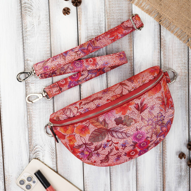 Paolo Peruzzi Dámska kožená ľadvinka s originálnym kvetinovým vzorom | 59808670