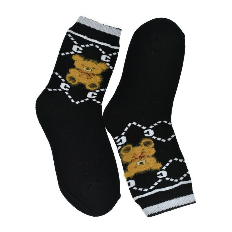 AURA.VIA Dámske čierne bavlnené ponožky TeddyBear 59808783