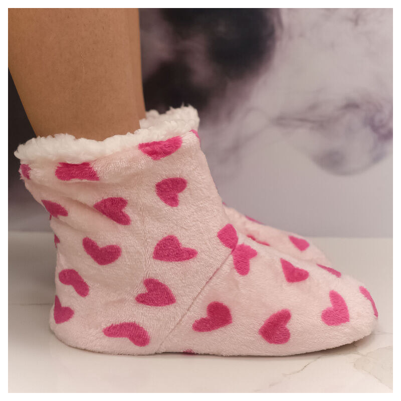 MR PAMUT Dámske plyšové ružové ponožky Heart Warmth 35-41 59808793