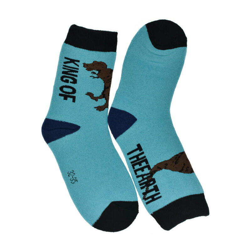 AURA.VIA Detské bavlnené modré ponožky King of Earth 24-35 59808798