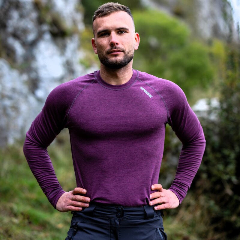 TERMOVEL Pánske fialové melírované termo tričko 65150978