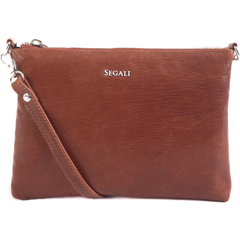 SEGALI Dámska kožená crossbody kabelka A6C G cognac 66584434
