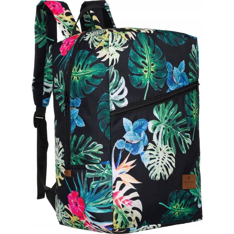 Peterson čierny cestovný batoh s potlačou listov [DH] PTN PLEC-05 35939792