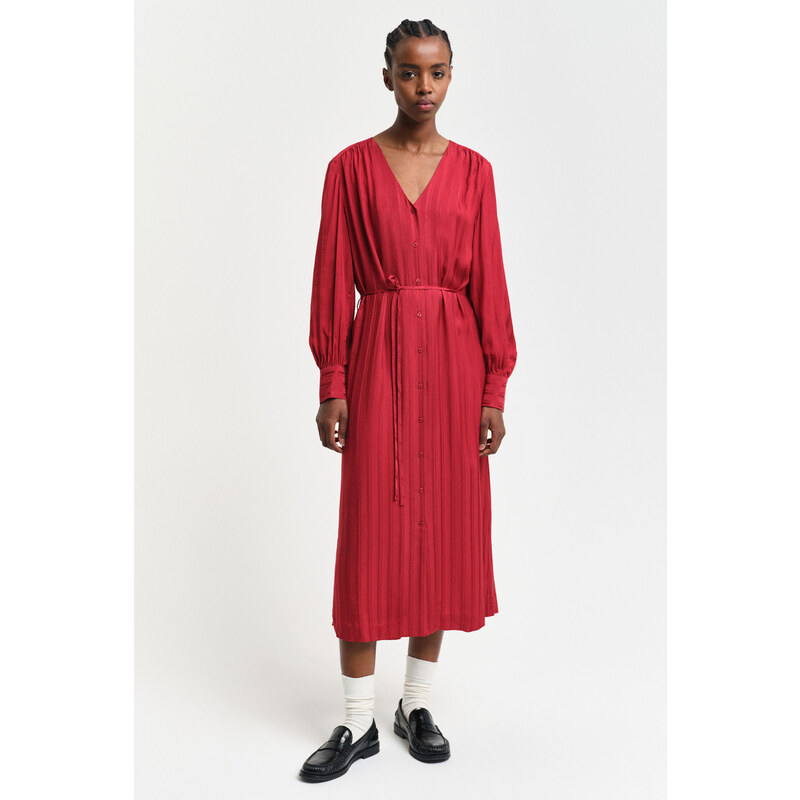 Šaty gant relaxed satin stripe shirt dress cherry red 59828937