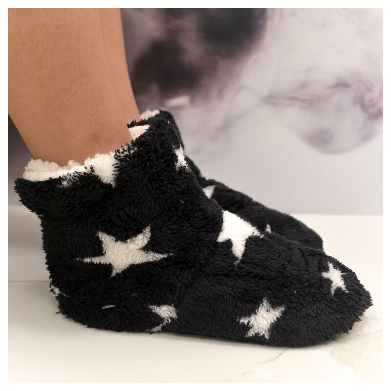 AURA.VIA Detské plyšové čierne ponožky Starry Cozy 28-35 59829652