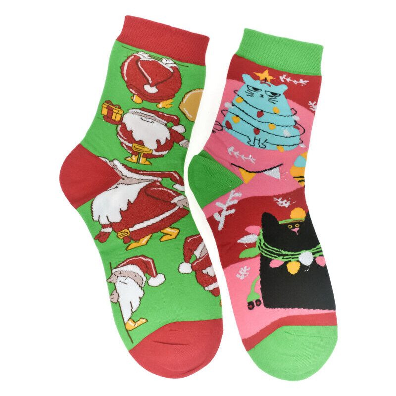 AURA.VIA Vianočné bavlnené zelené ponožky Festive-Fun 35-41 59829682