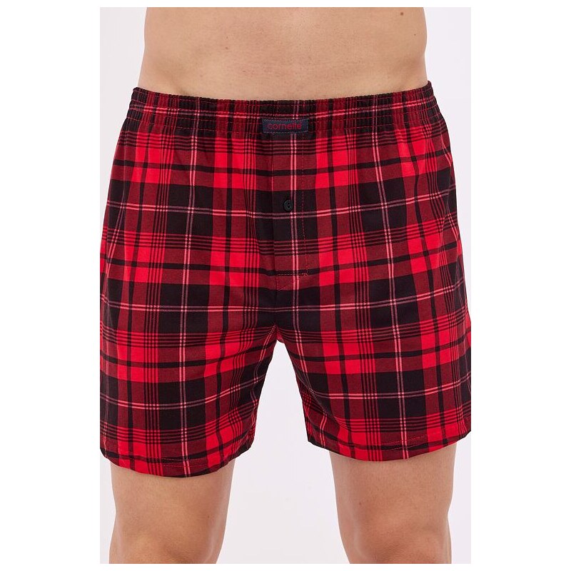 Cornette Bavlnené trenírky Comfort 295 červené s kockovaným vzorom 59845215