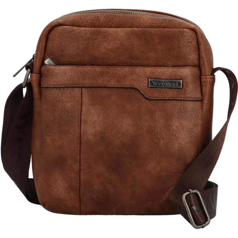 Trendy pánska koženková crossbody taška Coveri Amand, hnedá 66694470
