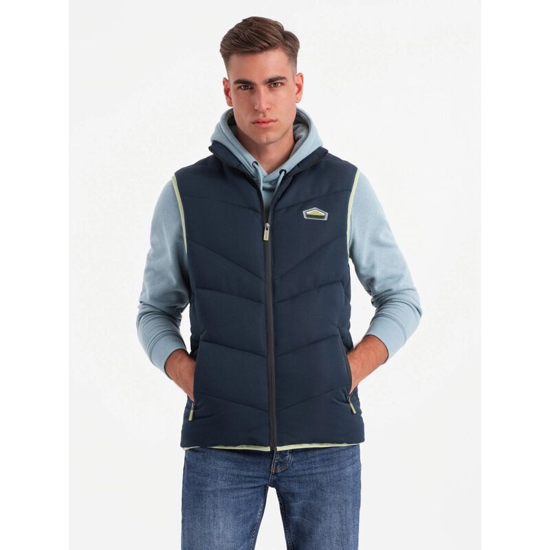 Ombre Clothing Trendy tmavo modrá prešívaná vesta V3 JAVJ-0210 59845042