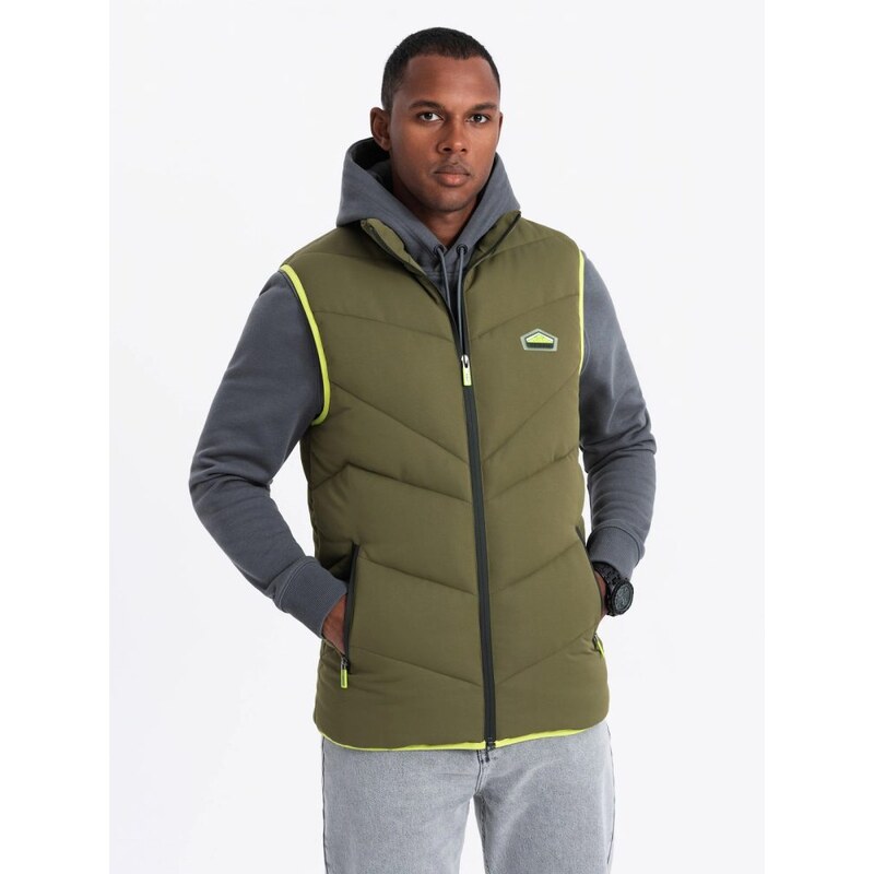 Ombre Clothing Trendy olivová prešívaná vesta V5 JAVJ-0210 59845040