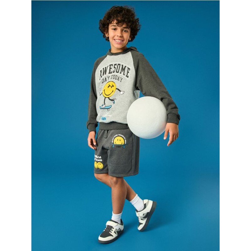 Sinsay - Teplákové šortky SmileyWorld - tmavosivá 65740053