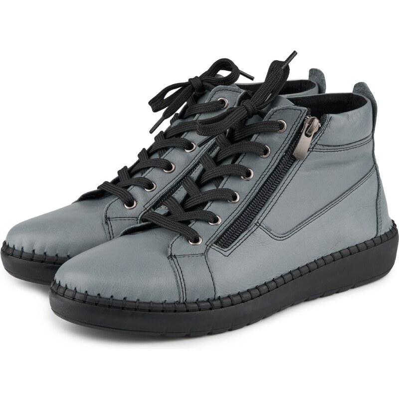 Vlnka Dámske kožené členkové tenisky na zips Marla sivá veľkosti obuvi 65798895