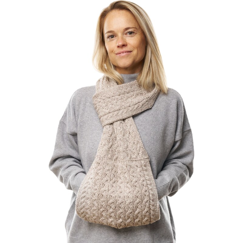 Vlnka Vlnený prevliekací šál s vreckom na ruky Supersoft Merino béžová 61614359