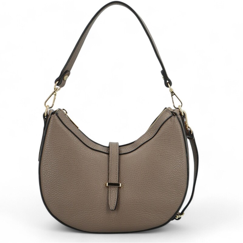 Delami Vera Pelle Dámska kožená kabelka cez rameno taupe - Delami 60175634
