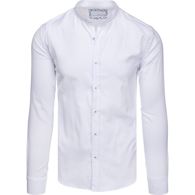 BASIC Pánska biela ležérna košeľa so stojačikom DX2608 60122090