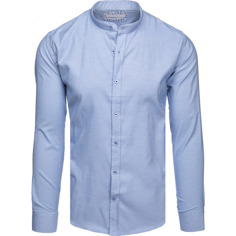 BASIC Pánska svetlomodrá ležérna košeľa so stojačikom DX2616 60122092