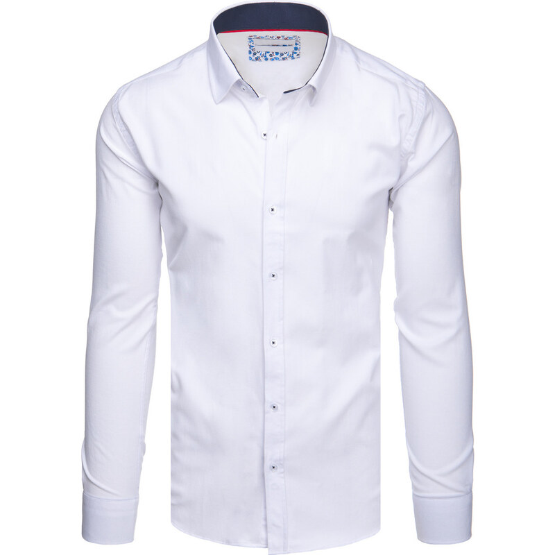 BASIC Pánska biela košeľa s dlhým rukávom DX2618 60122085