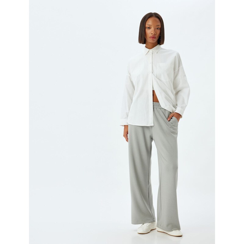 Koton Wide Leg Sweatpants Modal Fabric Elastic Waist Pocket 64668184