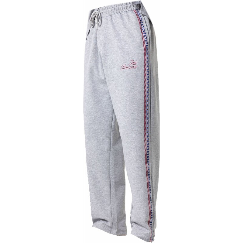 VAMOS CLO Nohavice neónovo modrá / sivá melírovaná / červená 60683434