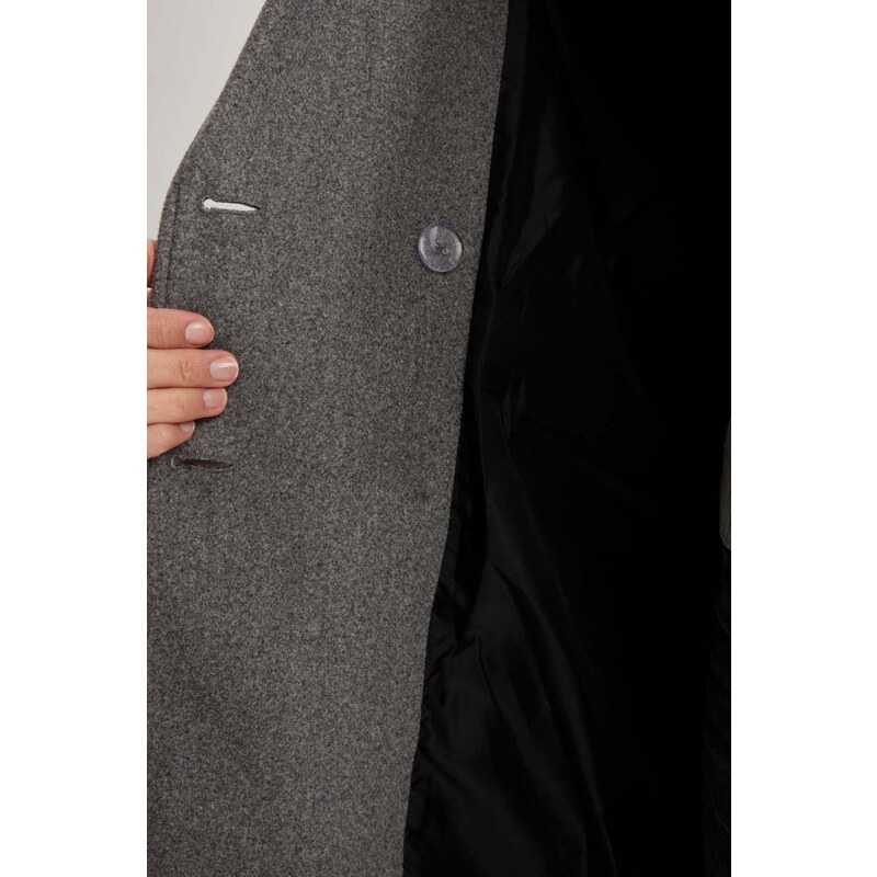 DEFACTO Windproof Long Cashmere Coat Oversize Wide Cut Double Breasted Collar Button