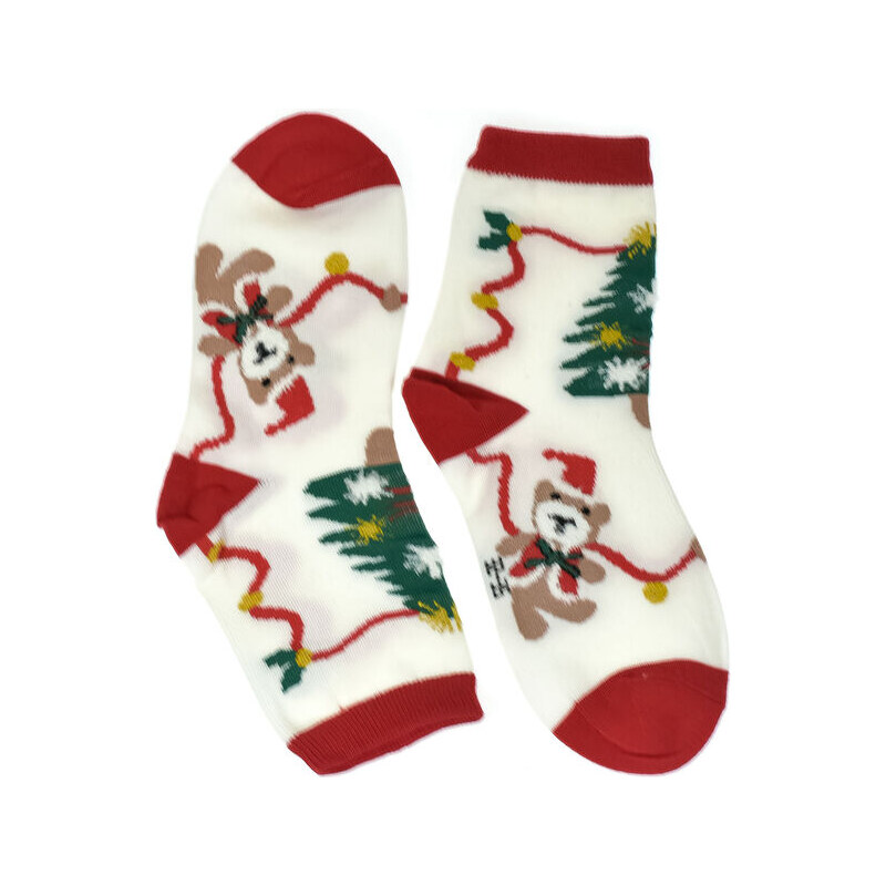 AURA.VIA Detské vianočné bavlnené bielo-červené ponožky CoolSanta 28 60142344