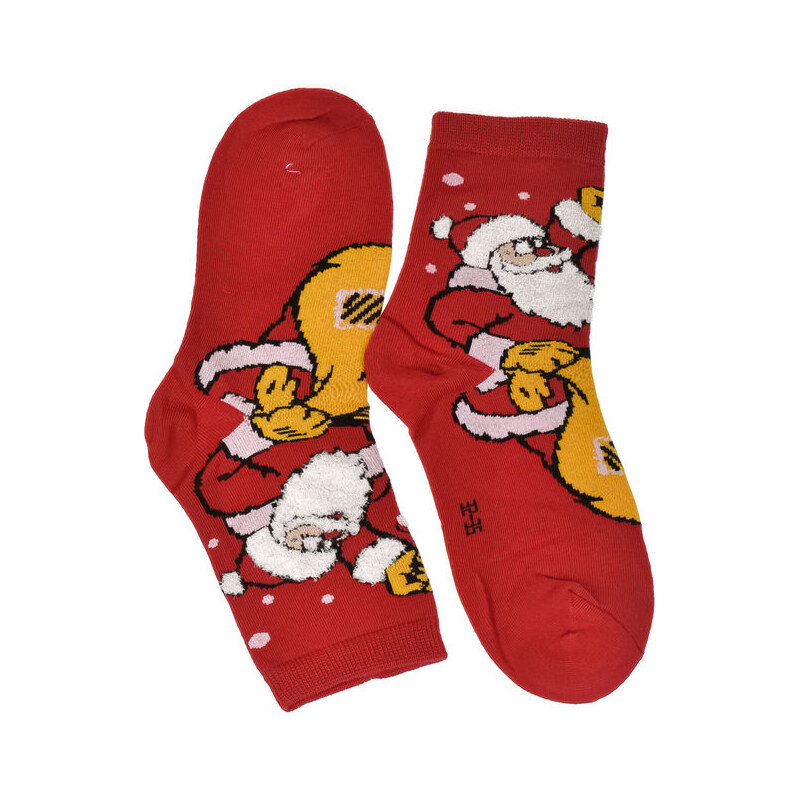 AURA.VIA Detské vianočné bavlnené červené ponožky CoolSanta 28-35 60142345