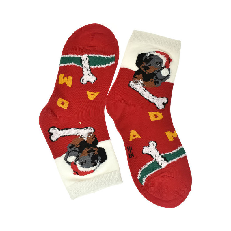 AURA.VIA Detské vianočné bavlnené červeno-biele ponožky CoolSanta 28 60142343