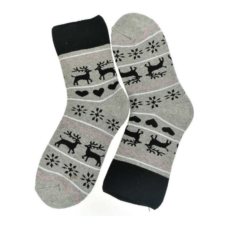 AURA.VIA Vianočné spandex termo ponožky WinterJoy s motívom sobov 60142353