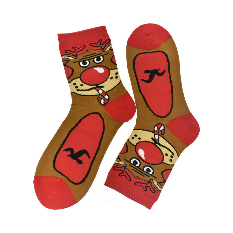 AURA.VIA Bavlnené červené ponožky Funny-Bird 36-41 60142337