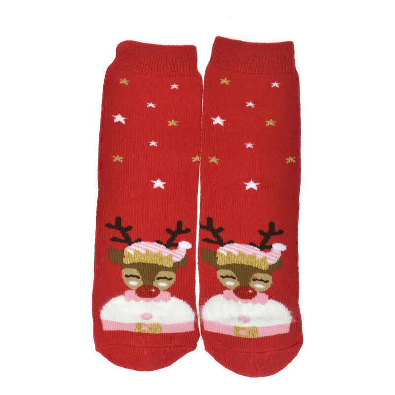 AURA.VIA Detské vianočné bavlnené červené ponožky SantaGift 28-35 60142338