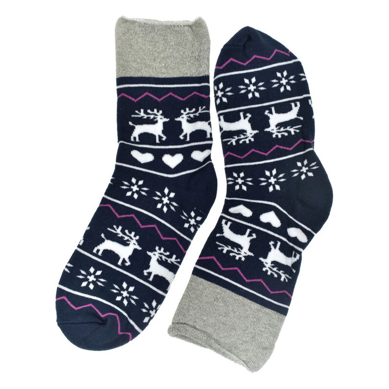 AURA.VIA Vianočné spandex termo ponožky WinterJoy s motívom sobov 60142356