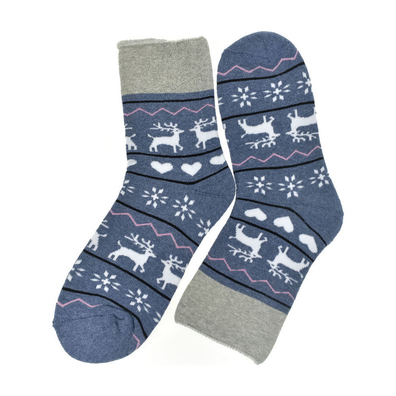 AURA.VIA Vianočné spandex termo ponožky WinterJoy s motívom sobov 60142352