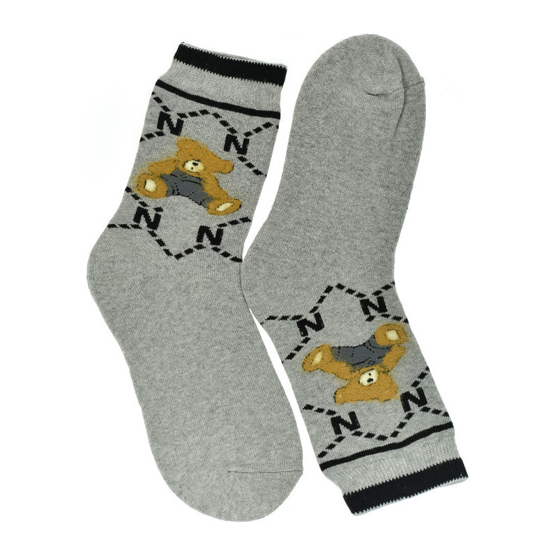 AURA.VIA Dámske sivé bavlnené ponožky TeddyBear 60142364