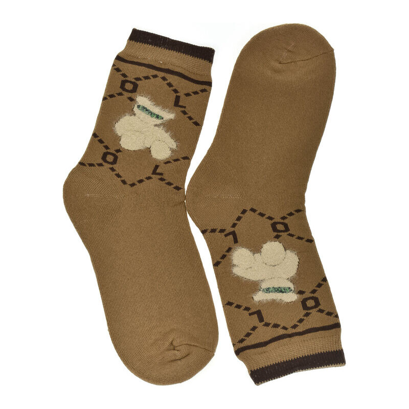 AURA.VIA Dámske hnedé bavlnené ponožky TeddyBear 60142365