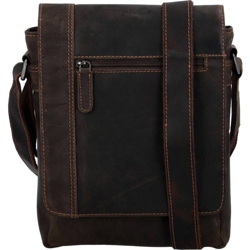Greenwood Pánska kožená taška cez rameno Gion tm. hnedá 43269647